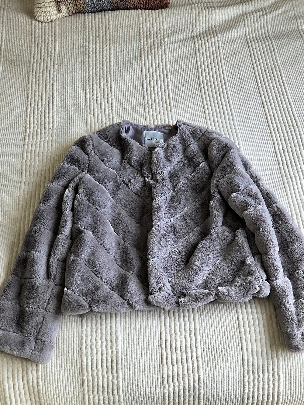 Bagatelle Lilac Gray Faux Fur Jacket